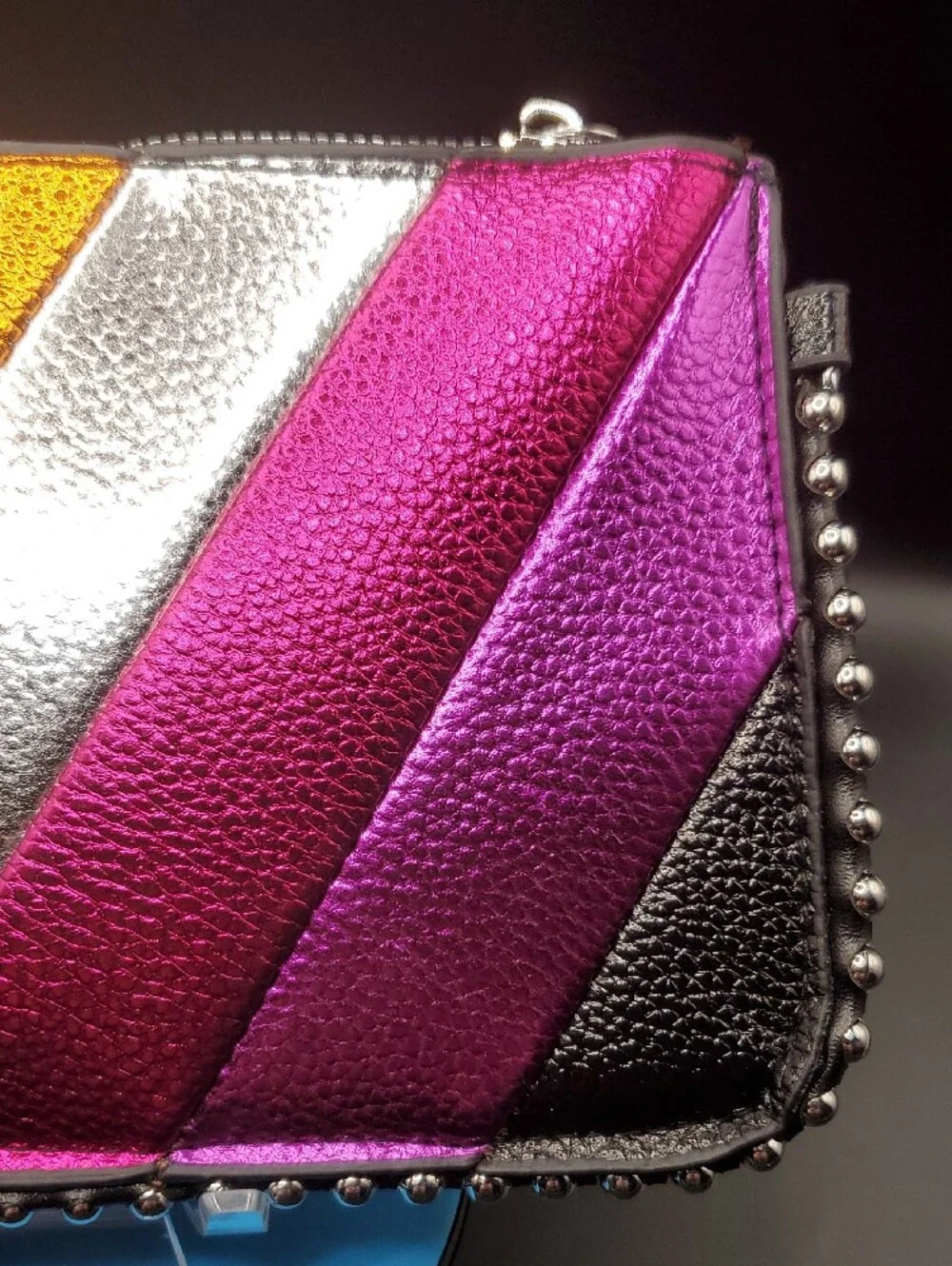 Metallic Rainbow Stripe Wallet Clutch - Multicolor